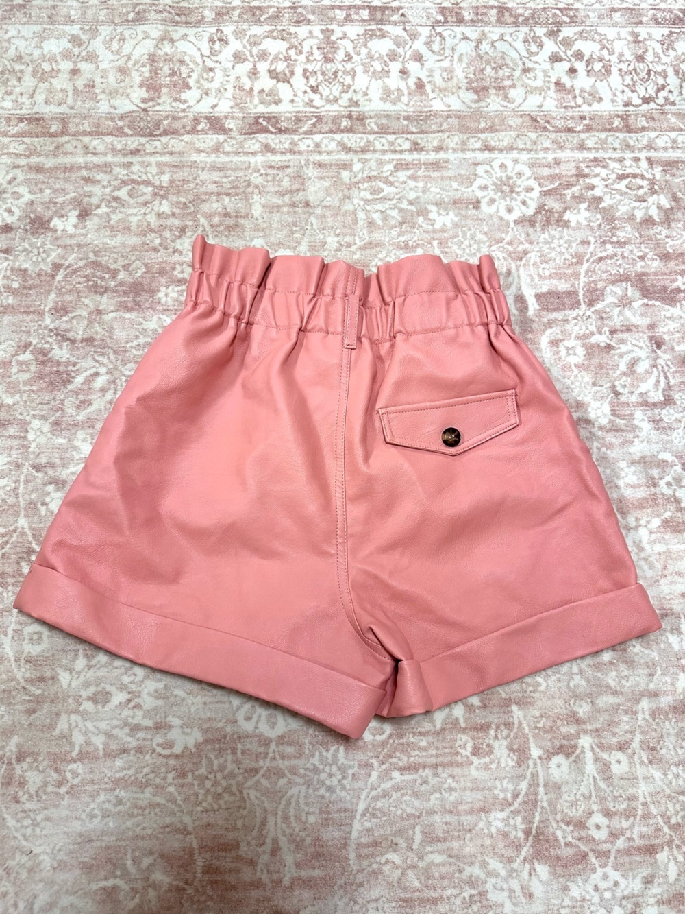 Topshop 🪷 Leather Paper Bag Cuffed Shorts - Picture 7 of 11